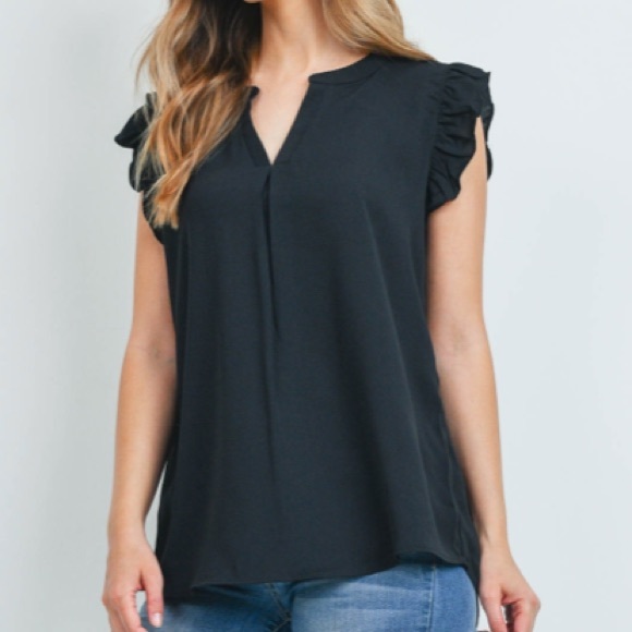 Black Ruffle Sleeve Blouse - Picture 8 of 10